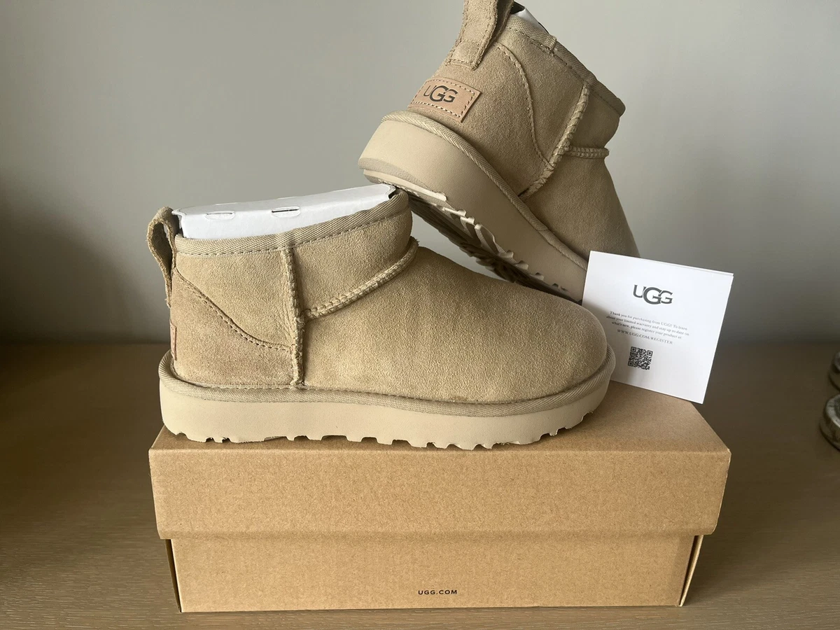 UGG CLASSIC ULTRA MINI Boots MUSTARD SEED Beige Sand UK 3_4_5_6_7_8