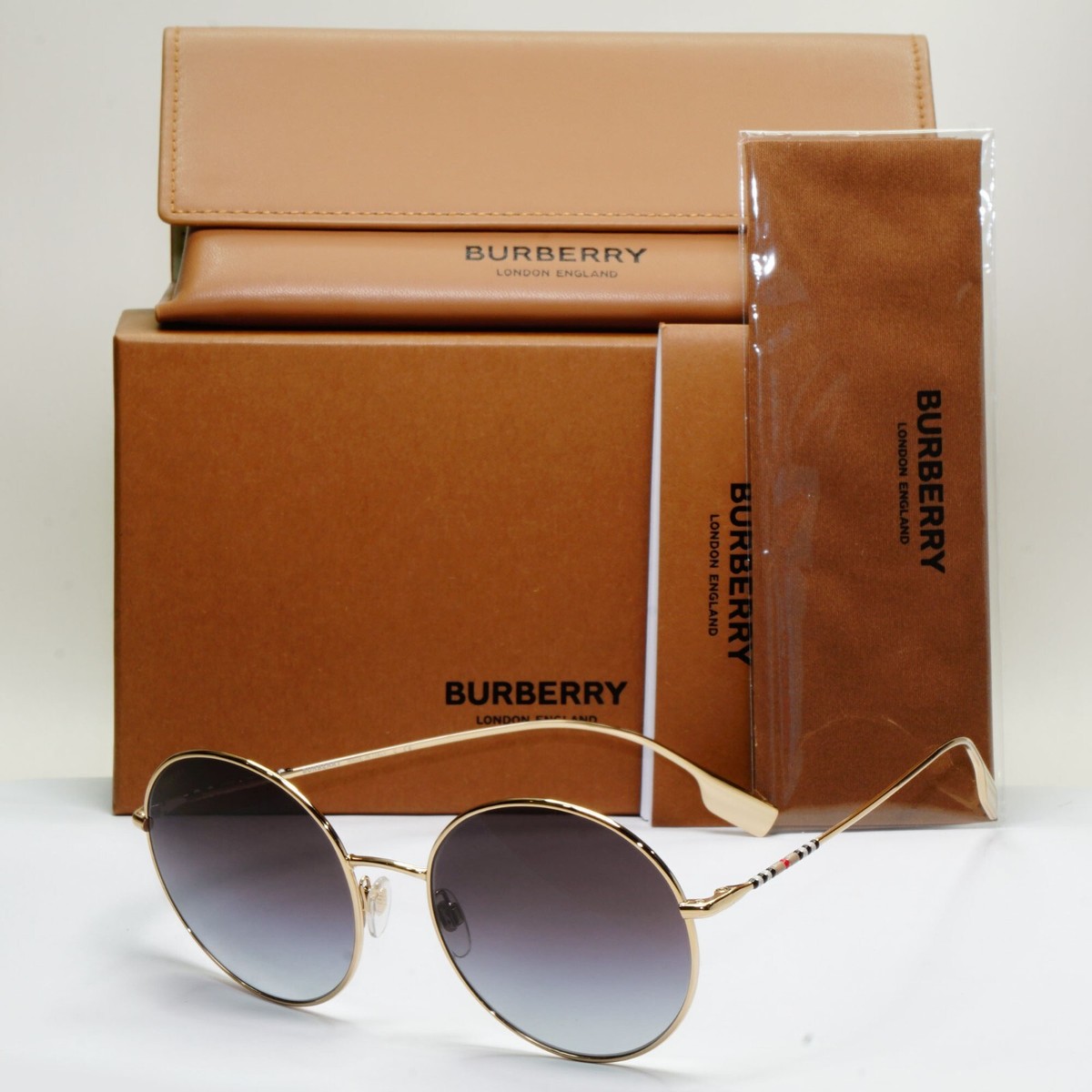 Burberry Sunglasses Round Gold Grey Gradient Metal Pippa BE  display picture 3