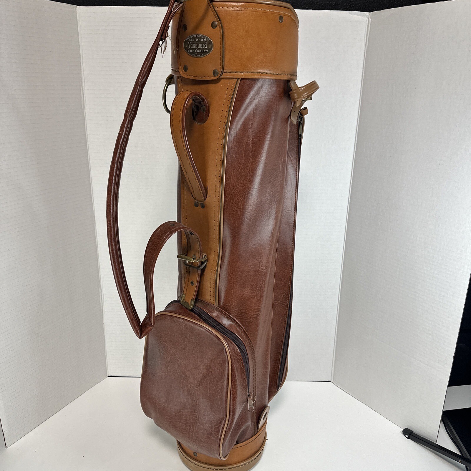 Rare Vintage Brown Leather VANGUARD Golf Bag with Brass Accents eBay