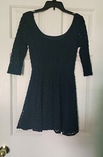 Love Reign Womens Small Navy Blue Lace Dress With 3/4 Length Sleeves