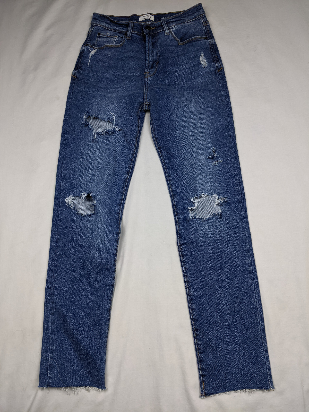 Kensie Vintage Luxe The Slim Women 26 Blue Jeans Destroy Raw Hem
