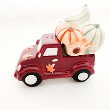 Truck and Pumpkin Salt and Pepper Shakers-Fall-Thanksgiving-Halloween Maroon Red