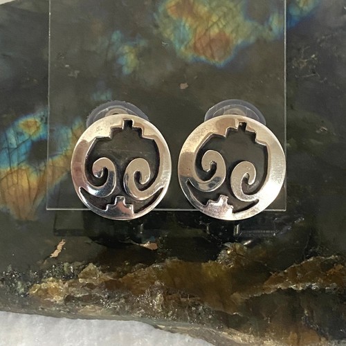 VTG Sterling Silver 925 Southwest Style Thunderbird Round Clip On Earrings - Picture 19 of 21