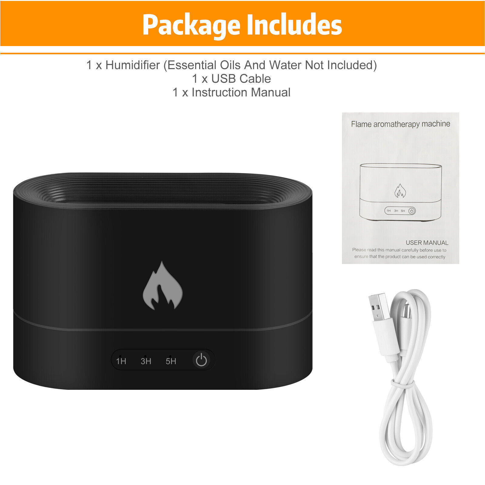 3D Flame 250ml USB Air Humidifier Essential Oil Aroma Diffuser Mist Home Decor