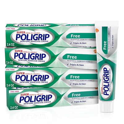  Zinc Free Denture And Partials Adhesive Cream, 2.4 Ounce (Pack Of