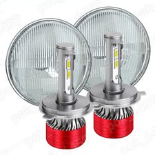 Pair Round 7inch Glass Headlight Vintage Original Classic Look Conversion Chrome