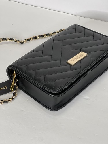 Bebe Womens crossbody Bag black quilt gold chain Shoulder bag sophia NWT - 第 4/16 張圖片