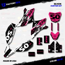 White & Pink Slick Racing Graphics kit fits 2006-2025 YAMAHA TTR50 TTR 50 06-25