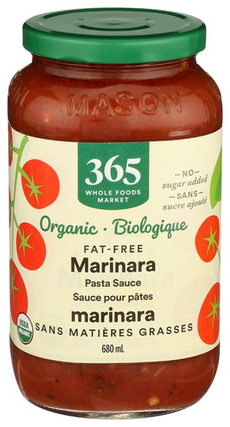 Salsa de pasta Marinara orgánica sin grasa 365 by Whole Foods Market 25 onzas