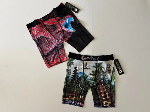Set of 2 Ethika Youth Boys Boxer Briefs Size Large 10/12 Lux Python Primal Style