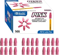 BAZIC Pink Eraser Top (144/Box),Other Office Pens & Pencils