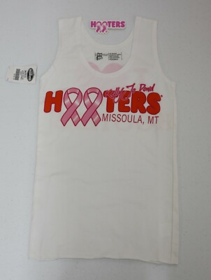 HOOTERS GIRLS XX-SMALL UNIFORM TANK TOP Kelly Jo Dowd Breast Cancer XXS + Pin 
