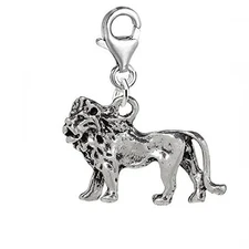 King of the Junlge Walking 3d Lion Clip-on Bead for Charm Bracelet or Necklace