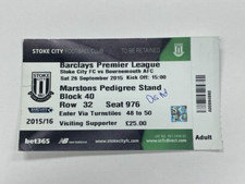 2015/16 STOKE CITY V BOURNEMOUTH  26-09-2015 Premier League Ticket FIRST SEASON