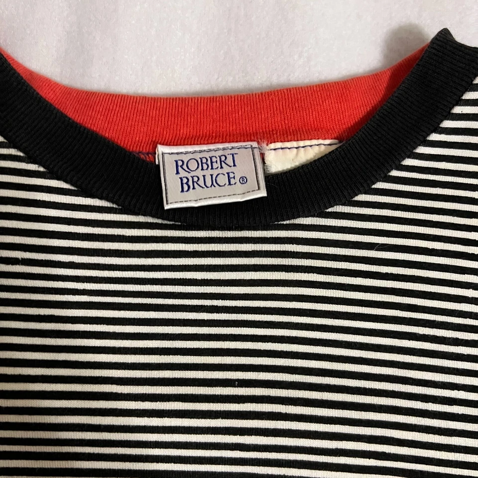 Camiseta De Colección Robert Bruce Para Hombre Talla 2XL Negra Blanca Rayas R B Marina Club Foto 4 de 4