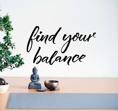  Vinyl Wall Decal Phrase Find Your Balance Yoga Stickers 28.5 in x 16 in gz119
