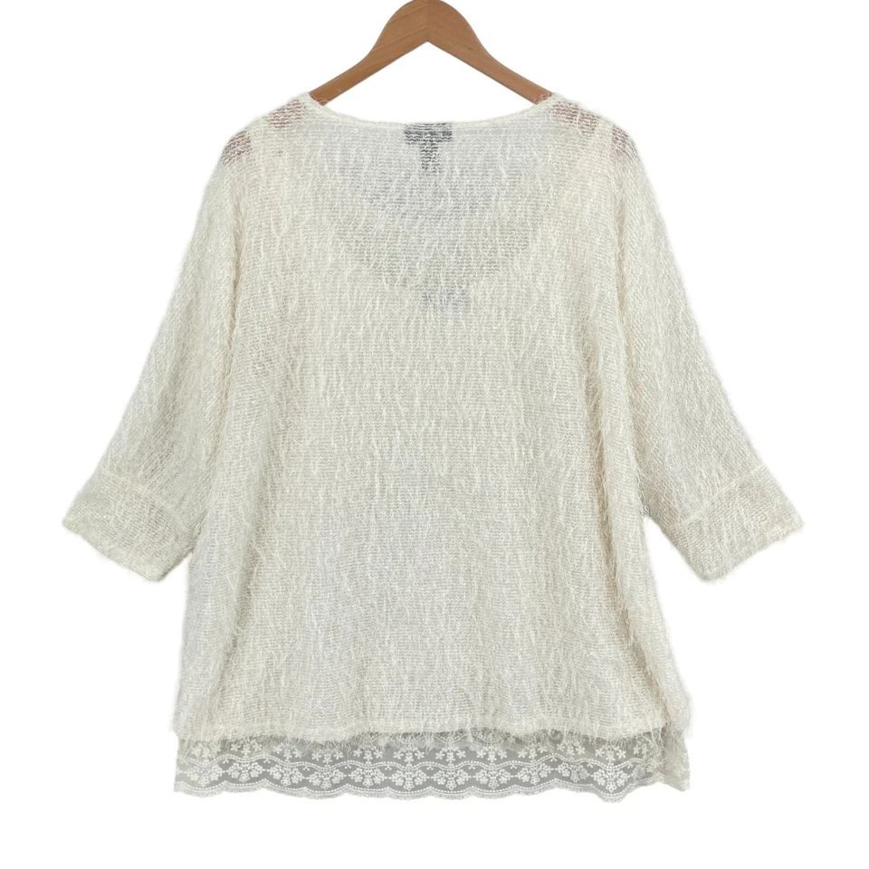 Alfani Blouse Top Womens 2X White Eyelashes with Tank Lined 3/4 Sleeve Pullover - Image 2 of 4