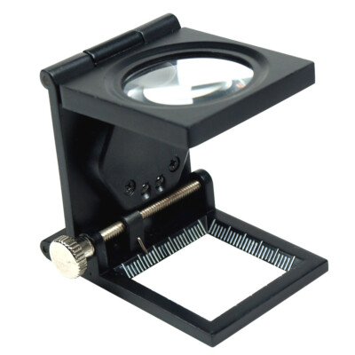 10X Foldable Jewelry Loupe with LED Light - 30mm Metal Magnifier Thread Counter