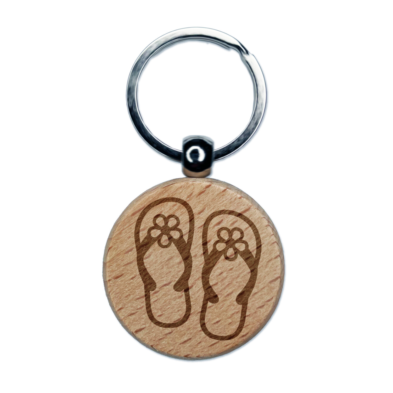 Cute Floral Engraved Wooden Keychain for Flip Flop Sandals