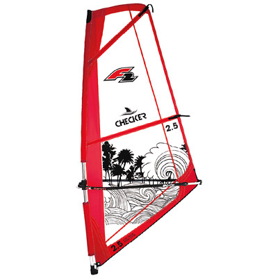 F2  Windsurf Segel Checker Kid Komplett Rigg  5 qm Rot 2024/25