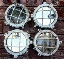 4 Vintage PAUHLUHN Industrial Ships NAUTICAL BOAT LIGHT Porthole reclaimed