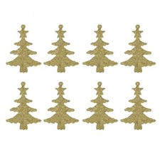 Glitter Christmas Tree Decorations Set of 8 Trees Gold