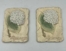 Set of 2 Hydrangea Wall Plaques 3D Floral Garden Decor Rustic Style 5”x7” 