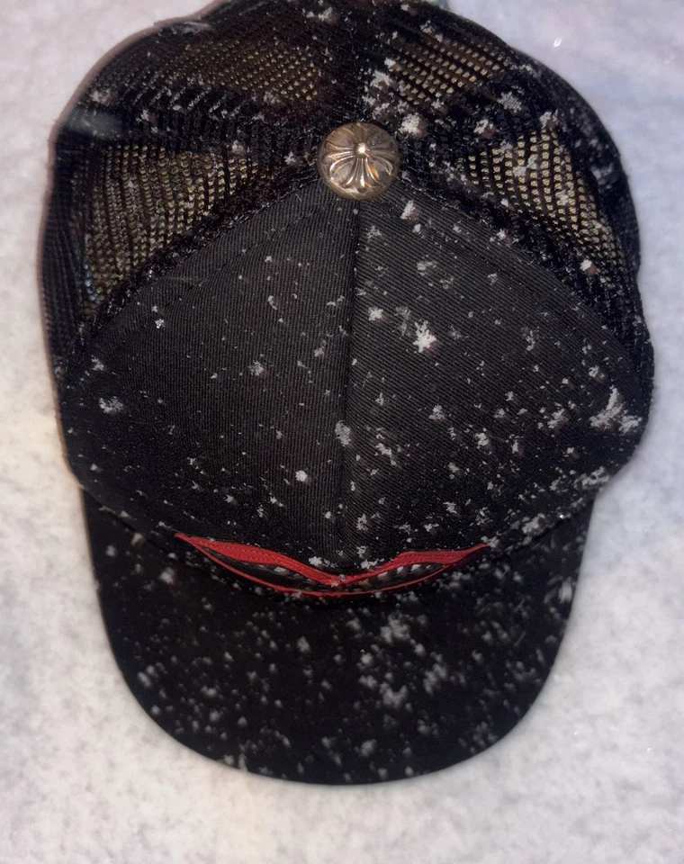 RARO | Sombrero de camionero parche de cuero Matty Boy 'Chomper' Chrome Hearts negro limpio Foto 3 de 4