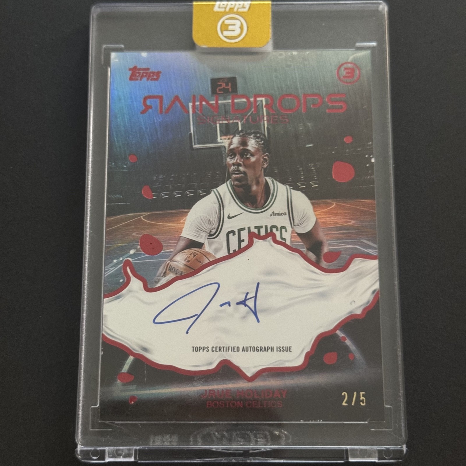 Jrue Holiday 2/5 2025-26 Topps Three 3 Raindrops Red Refractor Celtics SSP Card