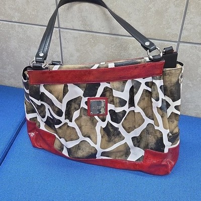 Large MICHE Textured Giraffe print Purse   Tote Oraganizer Shoulder Bag 