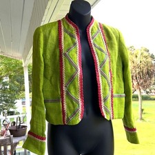 Ralph Lauren Linen Cropped Open Embellished Blazer Jacket NEW w/tags