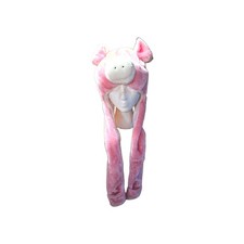 Pink/White Plush Pig Animal Costume Hat Headpiece, One Size Adult Unisex