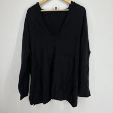 J Jill Cashmere Tunic XL Hoodie Long Sleeve Shirt Soft Quiet Luxury Basic Black