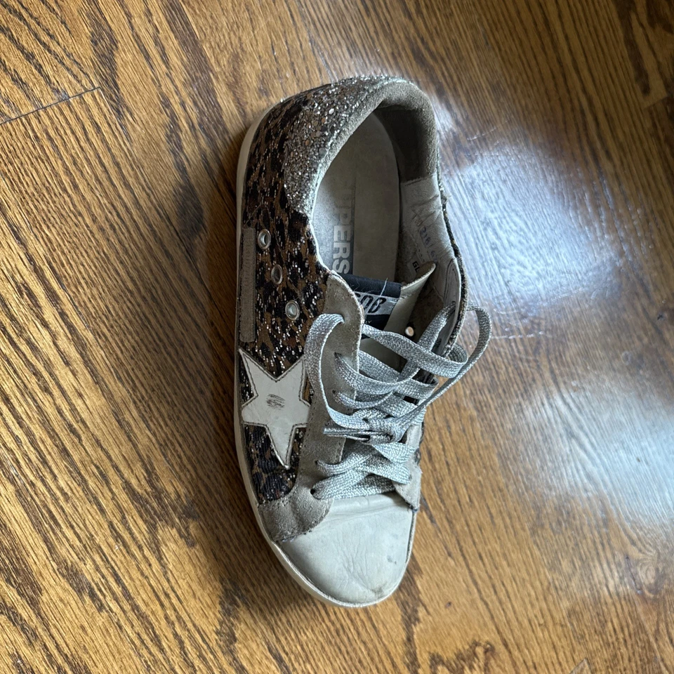 Golden Goose Superstar GGDB Size US 7.5 Silver Glitter Black/Brown/Tan Leopard - Image 2 of 4