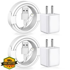 Apple MFi 2-Pack Lightning Cable and USB Wall Charger iPhone 14/13/12/11 AirPods