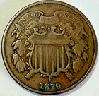 1870-P Two Cent Piece — photo from another recent sale