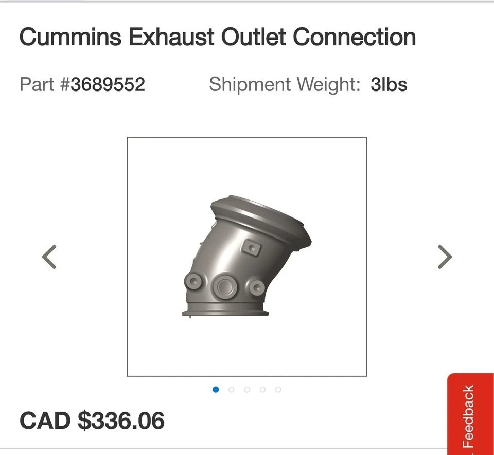 Conexión de salida de escape 3689552 pieza original Foto 2 de 4