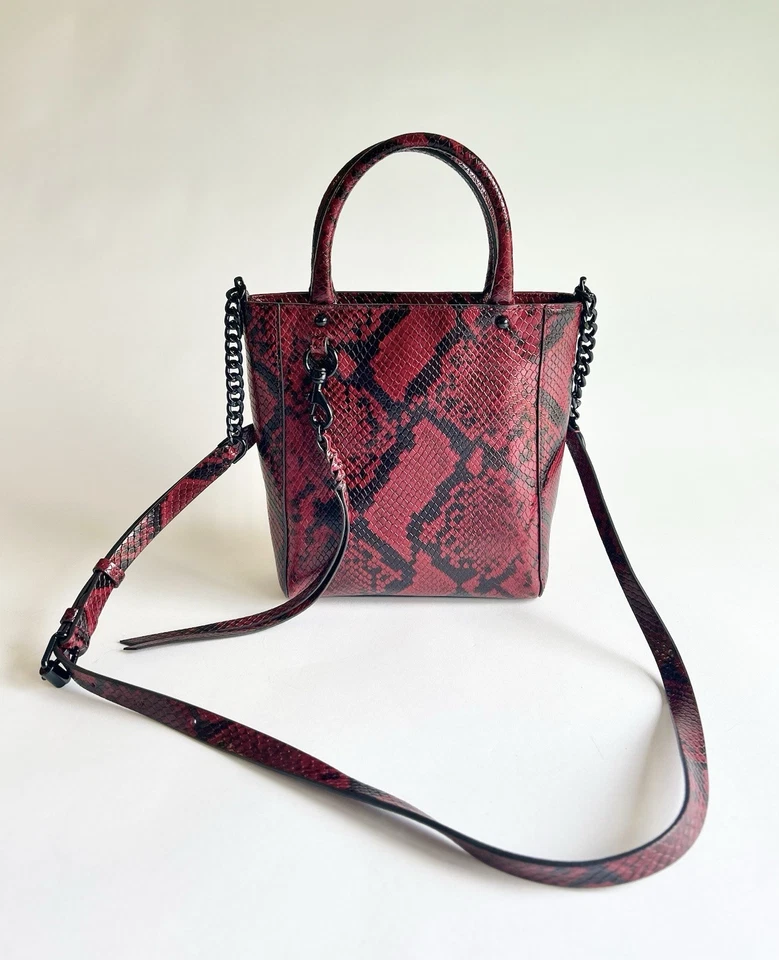 Bolso Bandolera Rebecca Minkoff Borgoña Negro Estampado Serpiente Cuero Pequeño Hombro Foto 2 de 4