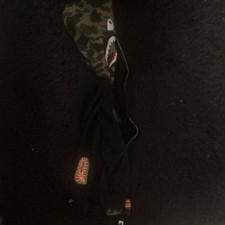 A Bathing Ape Men s M Black Camo Full Zip Hooded Logo Shark Hoodie No zipper