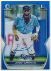 JUNIOR CAMINERO 2023 BOWMAN CHROME RC BLUE REFRACTOR AUTOGRAPH SP AUTO #010/150