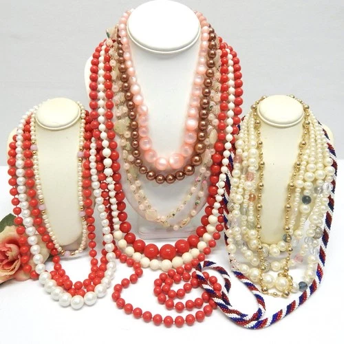 VINTAGE TO NOW COSTUME CRAFT BEADED NECKLACE LOT FASHION JEWELRY LOT