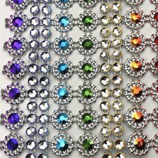 10 Yards Plastic Ribbon Sunflower Rhinestone 16 Rows Trim Crystal Decor Crafting