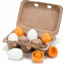 6PCS Play Food Sets for Kitchen,Play Kitchen Wooden Egg Food Grocery Pretend ...