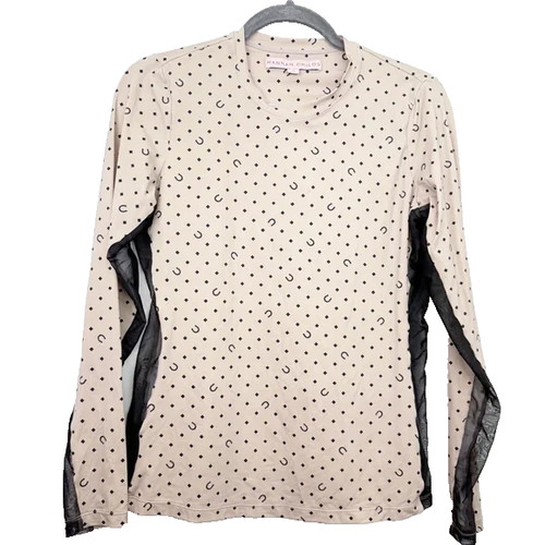 Hannah Childs Janelle Long Sleeve Mesh Tee Size Medium Lucky Diamond Latte