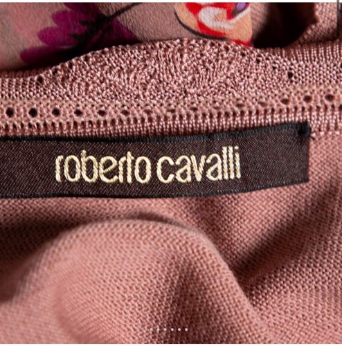 Roberto Cavalli Pale Pink Knit & Printed Silk Waist Tie Detail IT 46/EU 42/UK14 - Picture 6 of 6