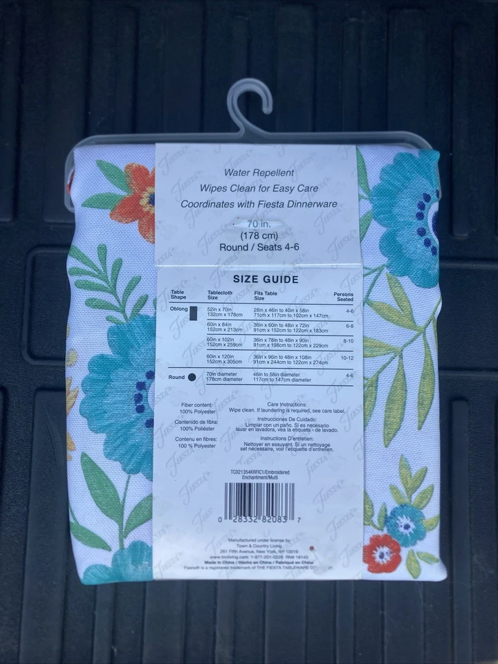 70” Round FIESTA Indoor Outdoor FABRIC TABLECLOTH  EASY CARE TC021354KRFIC1 - Image 3 of 4