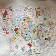 Lot of 50 Vintage Greeting Cards Birthday Ephemera Baby Marriage Christmas Craft