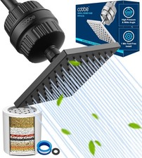 Cobbe High Pressure Filtered Shower Head Combo, Rain Square, Matte Black