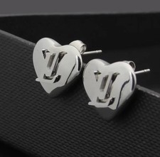 Heart Flower 14K Platted Stainless Steel Women s Stud Earrings Silver Gift New