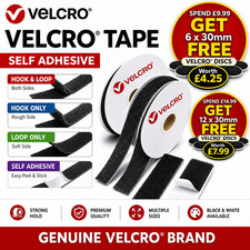 VELCRO® Self Adhesive Tape 10mm–150mm Hook & Loop Stick On Fastener Black- White